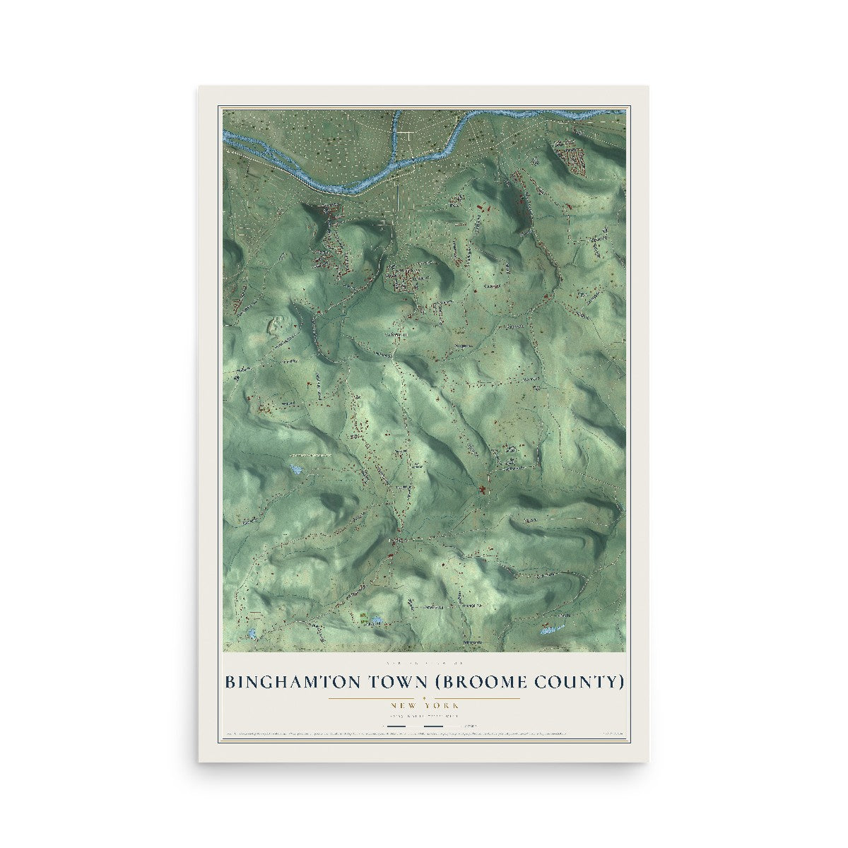 Binghamton Town (Broome County), New York map print, 12" x 18" Archival Matte Print mockup