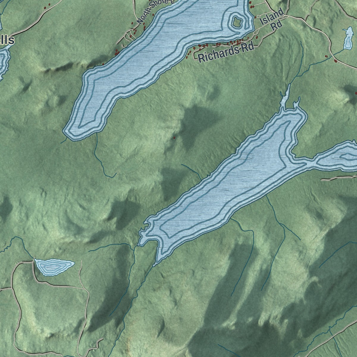 Close-up 1 of the Black Brook, New York map artwork