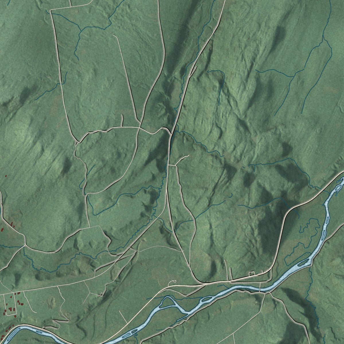 Close-up 2 of the Black Brook, New York map artwork