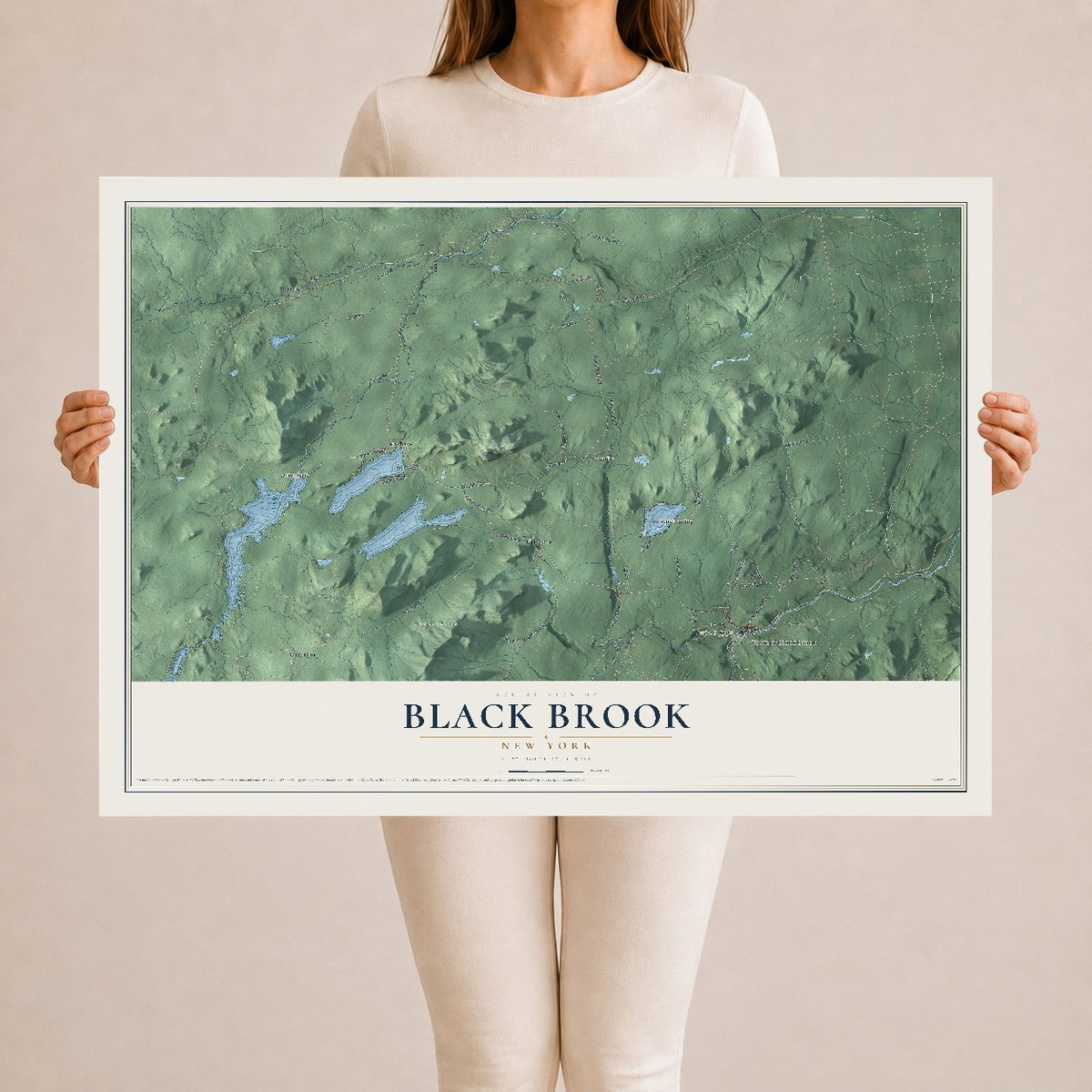 Black Brook, New York map print, 24" x 36" Archival Matte Print mockup