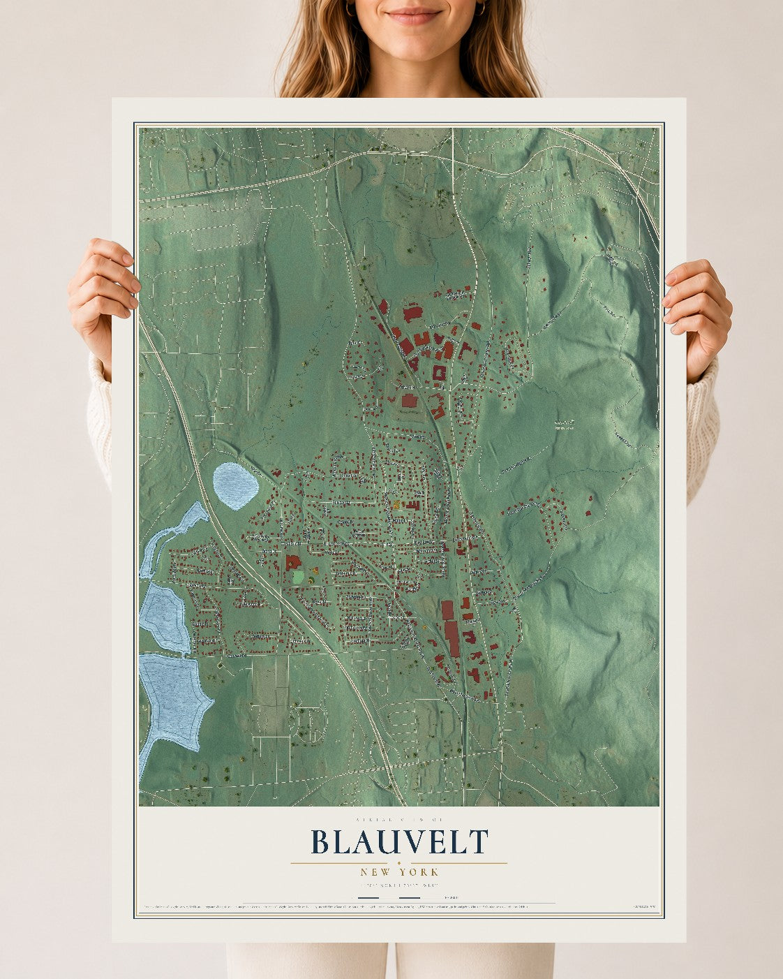 Blauvelt, New York map print, 24" x 36" Archival Matte Print mockup