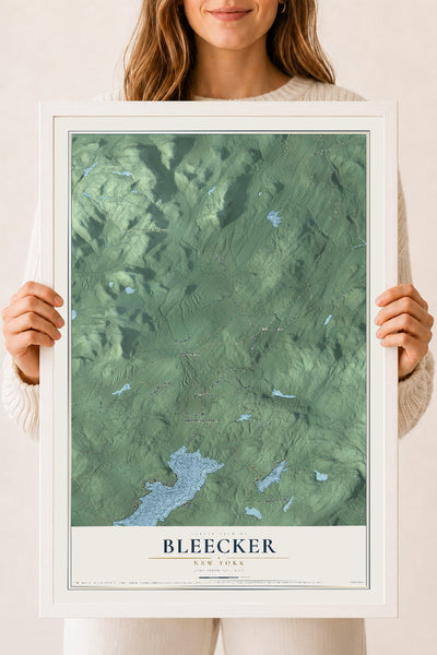 Bleecker, New York map print, 18" x 24" W/ White Ayous Wood Frame mockup