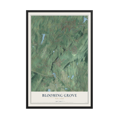 Blooming Grove, New York map print, 12" x 18" W/ Black Ayous Wood Frame mockup