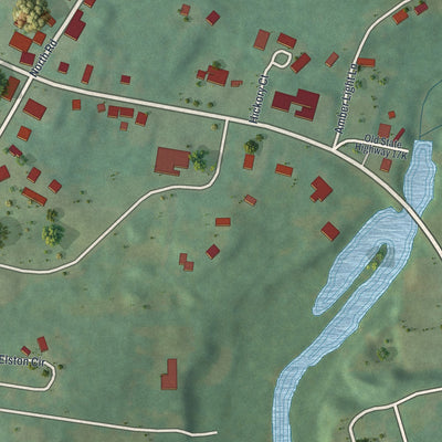 Close-up of the map of Bloomingburg, New York print showing street and building detail