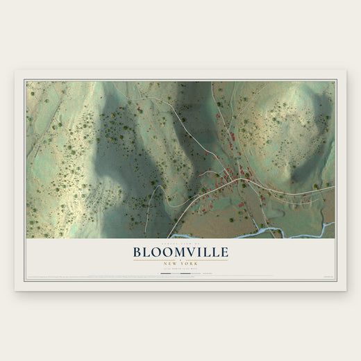 Bloomville, New York map print, the full design