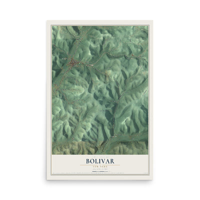 Bolivar, New York map print, 12" x 18" Archival Matte Print mockup