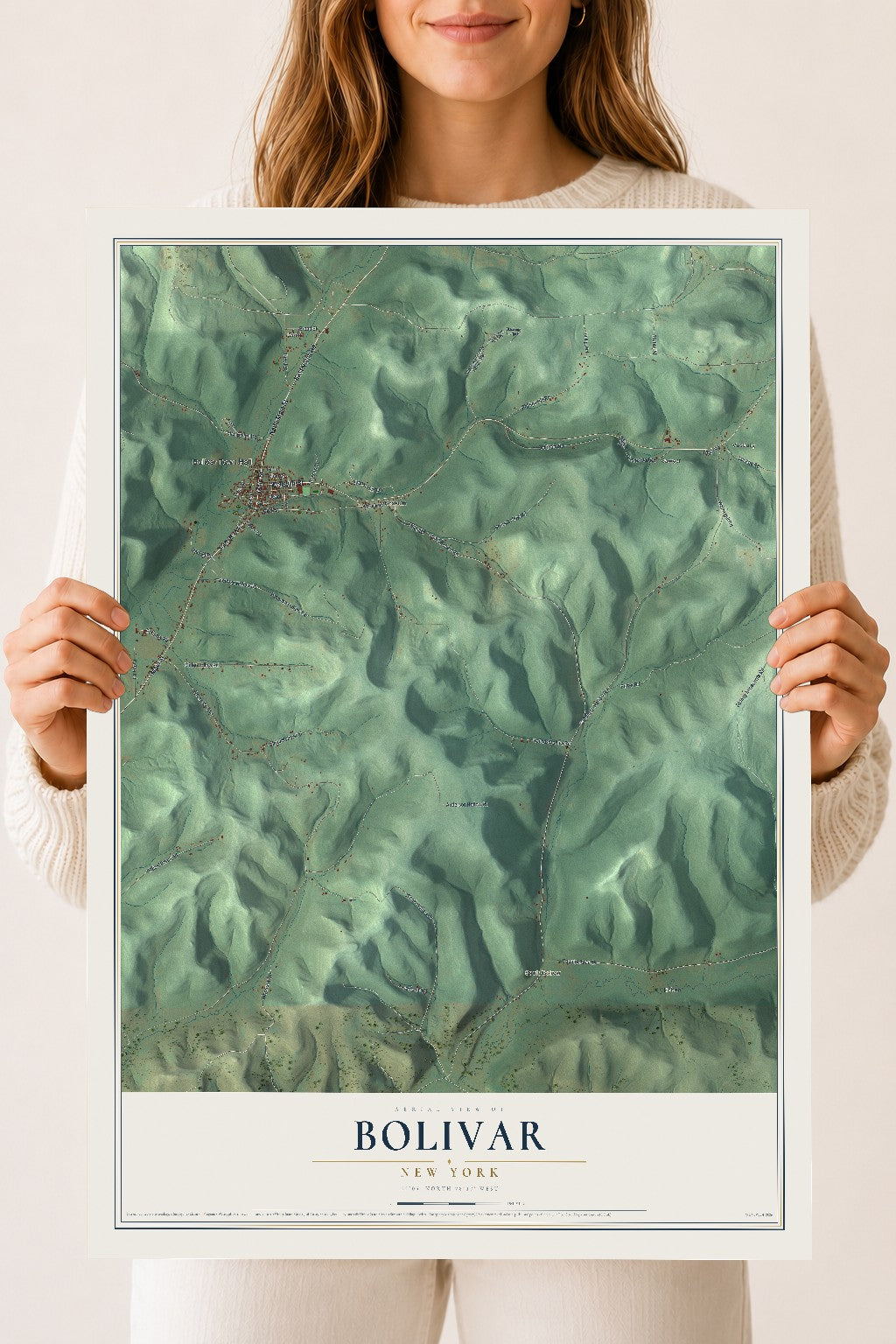Bolivar, New York map print, 18" x 24" Archival Matte Print mockup