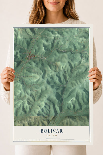 Bolivar, New York map print, 18" x 24" Archival Matte Print mockup