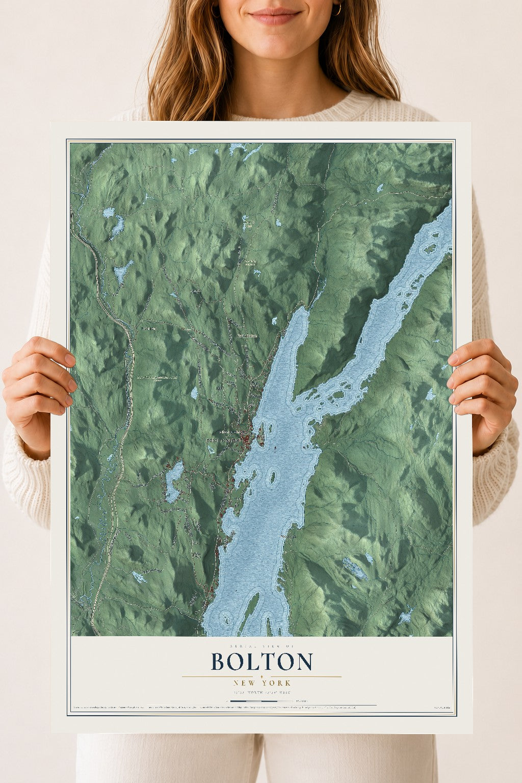 Bolton, New York map print, 18" x 24" Archival Matte Print mockup