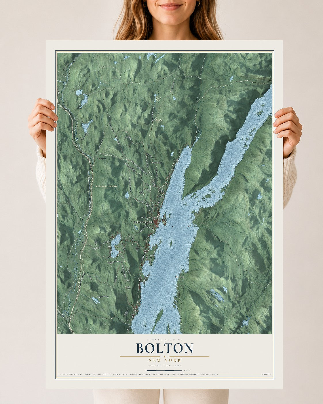 Bolton, New York map print, 24" x 36" Archival Matte Print mockup