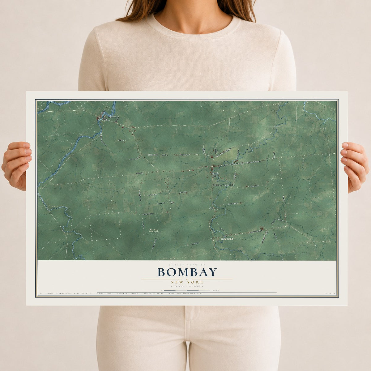Bombay, New York map print, 12" x 18" Archival Matte Print mockup