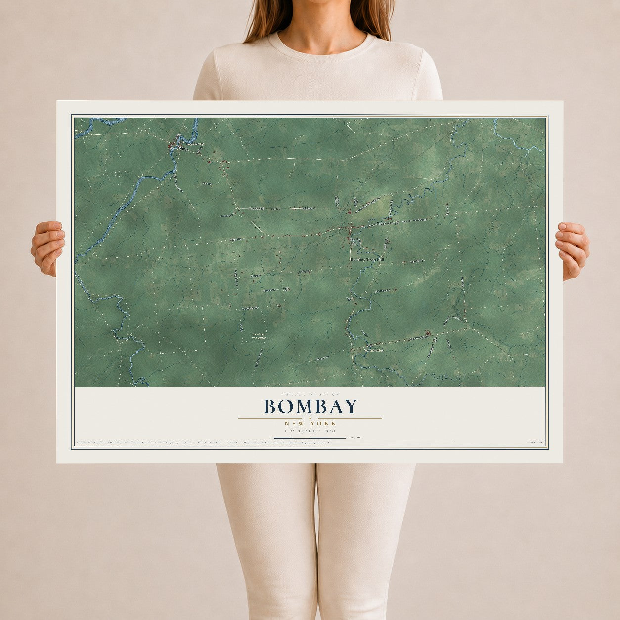 Bombay, New York map print, 24" x 36" Archival Matte Print mockup