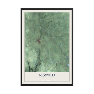 Boonville, New York map print, 12" x 18" W/ Black Ayous Wood Frame mockup
