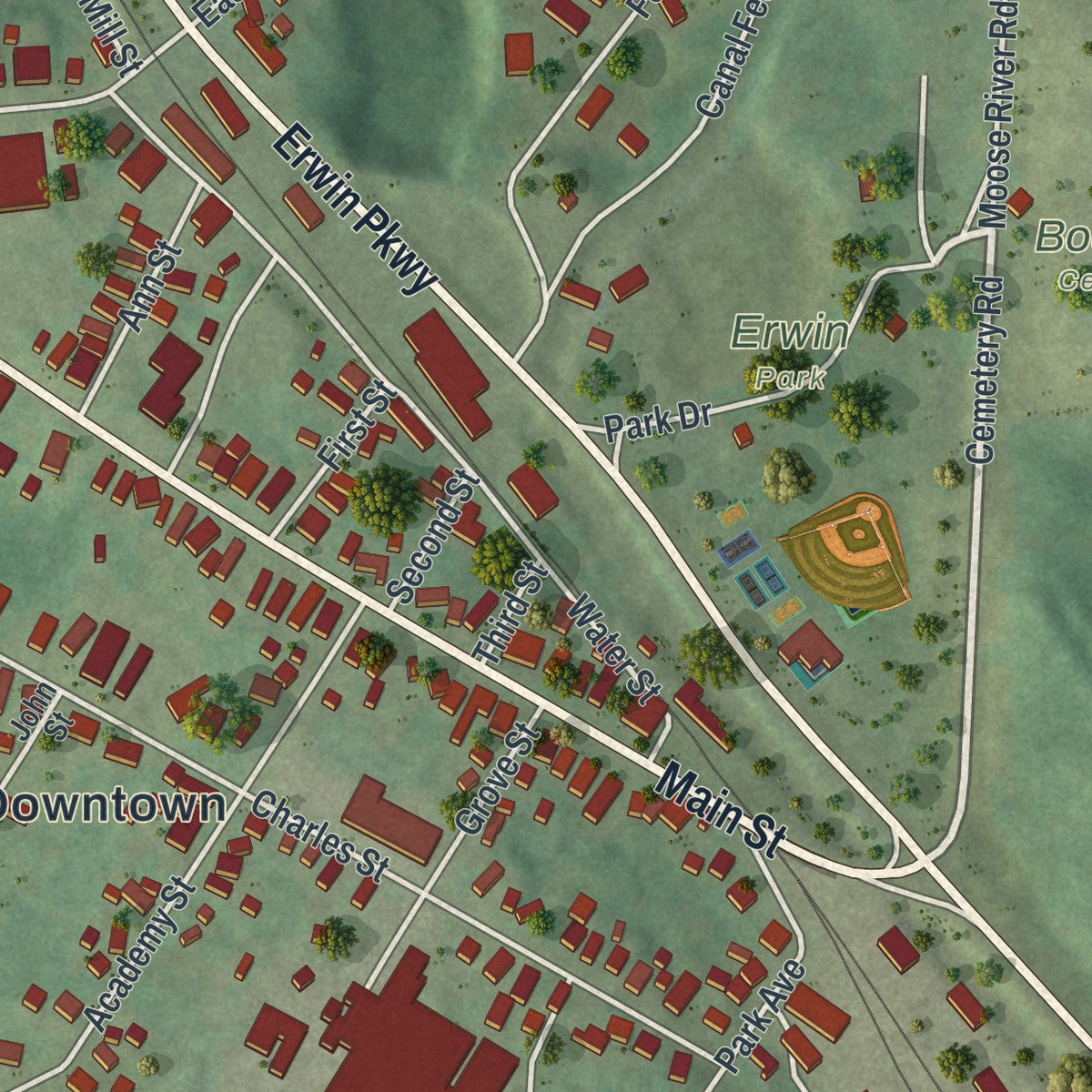Close-up 2 of the Boonville, New York map artwork