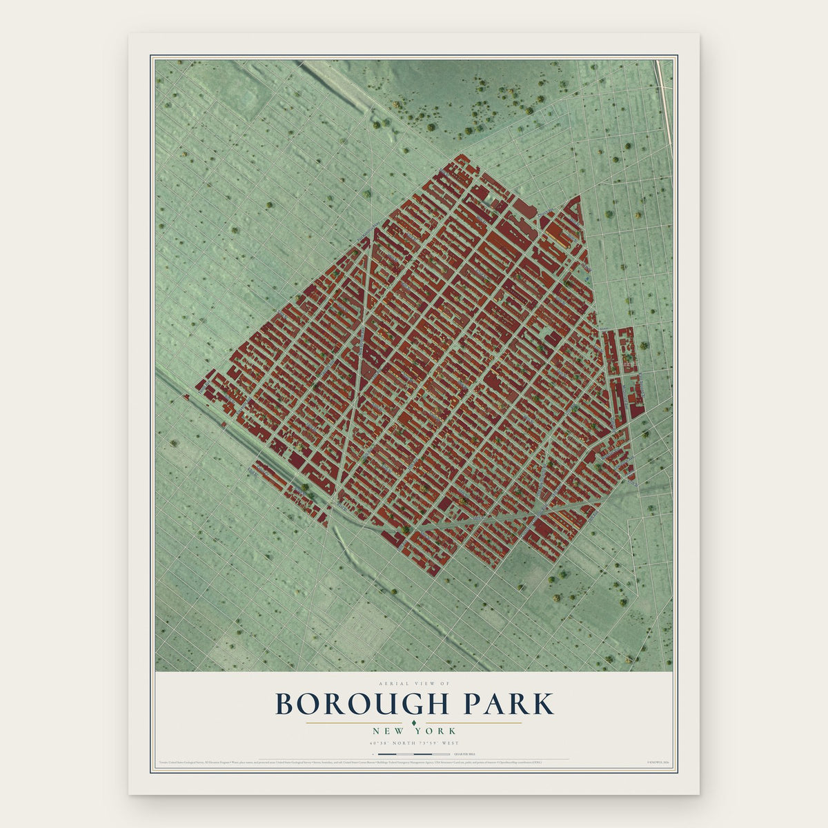 Borough Park, New York map print, the full design