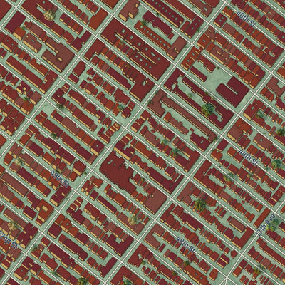 Close-up of the map of Borough Park, New York print showing street and building detail
