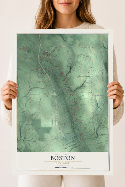 Boston, New York map print, 18" x 24" Archival Matte Print mockup