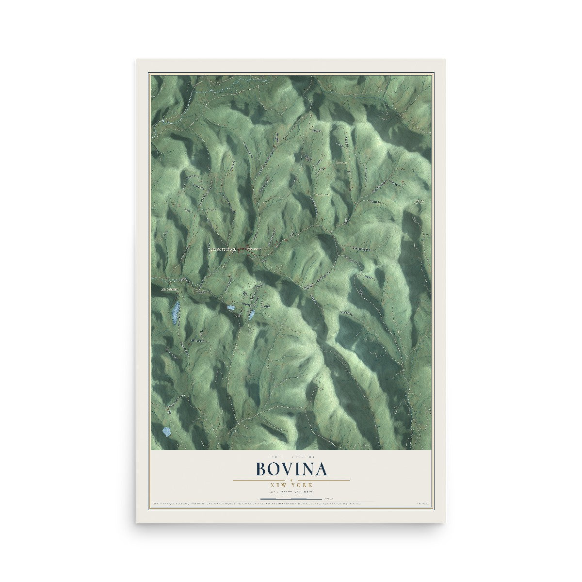 Bovina, New York map print, 12" x 18" Archival Matte Print mockup