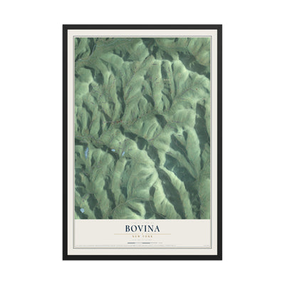 Bovina, New York map print, 12" x 18" W/ Black Ayous Wood Frame mockup