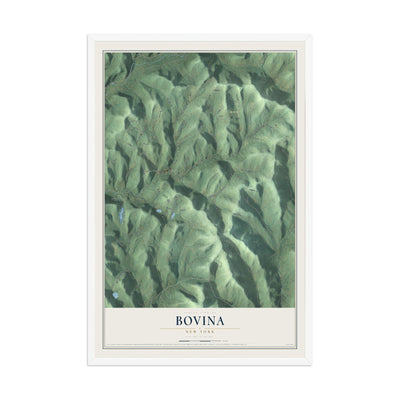 Bovina, New York map print, 12" x 18" W/ White Ayous Wood Frame mockup