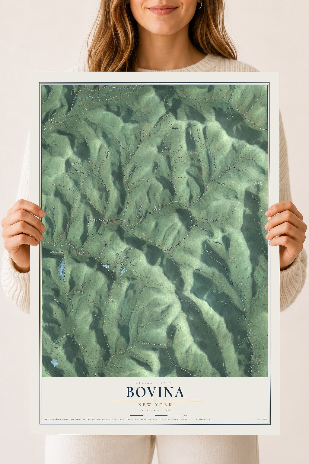 Bovina, New York map print, 18" x 24" Archival Matte Print mockup
