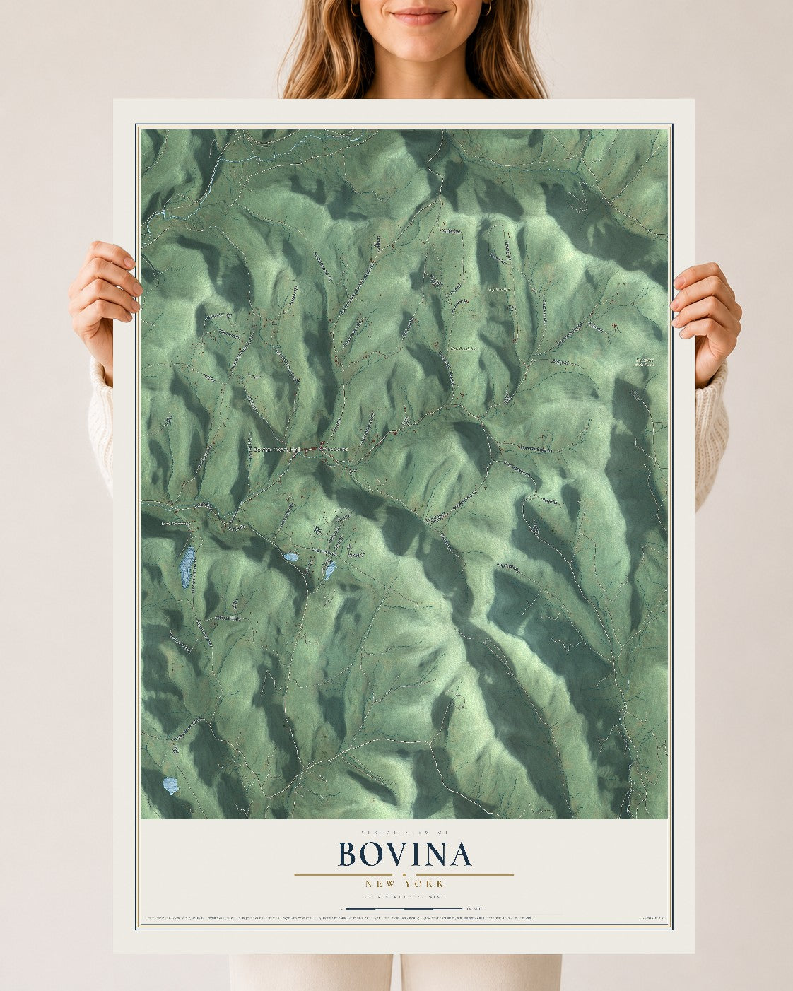 Bovina, New York map print, 24" x 36" Archival Matte Print mockup