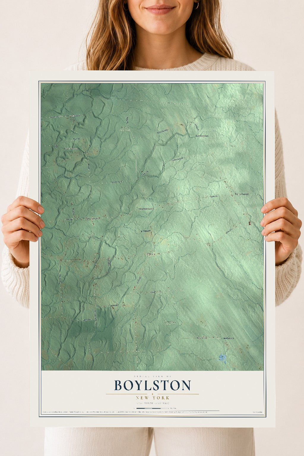 Boylston, New York map print, 18" x 24" Archival Matte Print mockup
