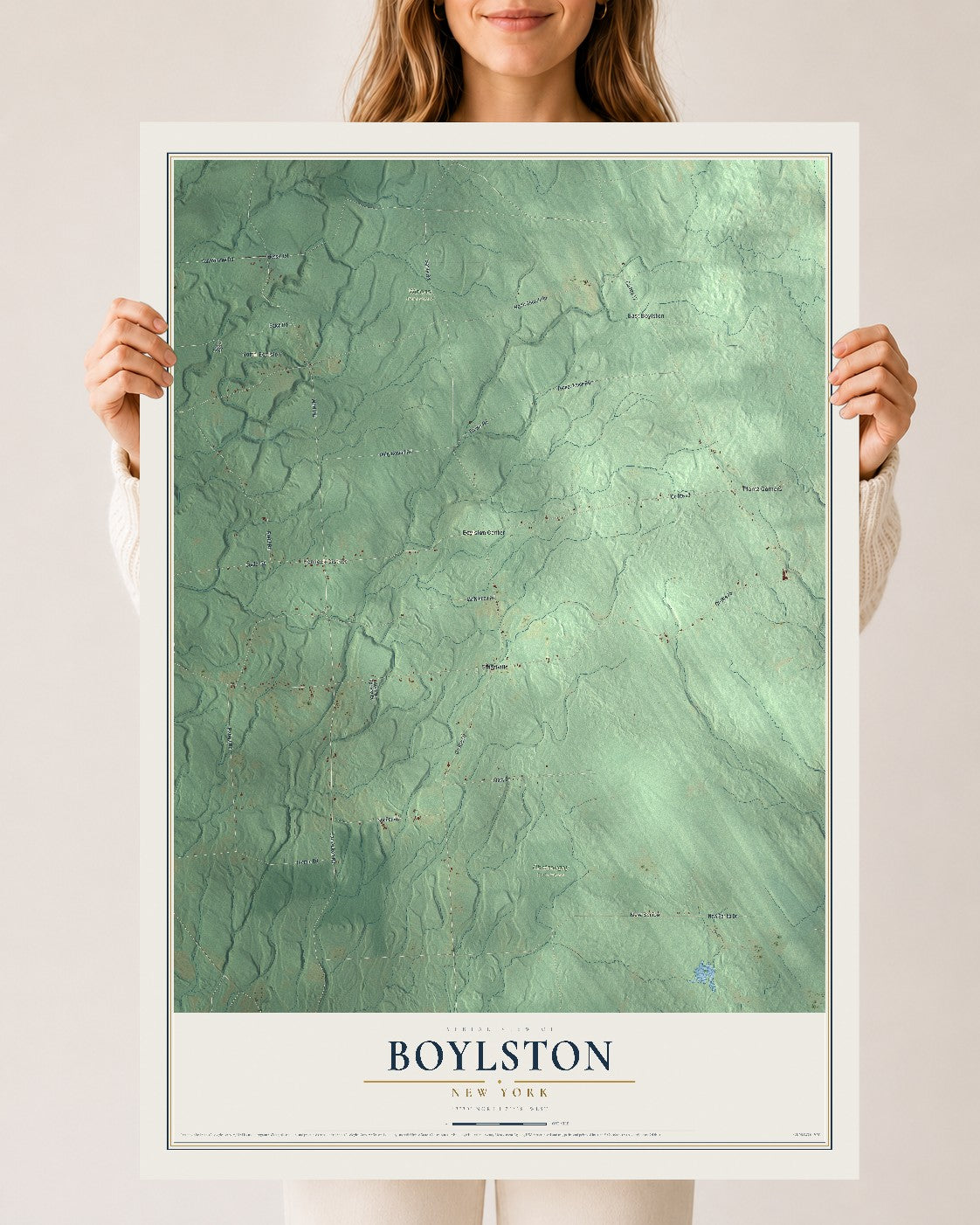 Boylston, New York map print, 24" x 36" Archival Matte Print mockup