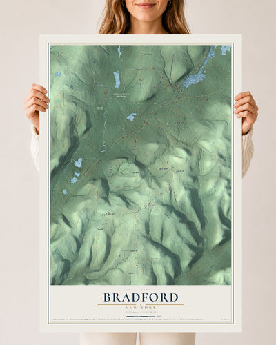 Bradford, New York map print, 24" x 36" Archival Matte Print mockup