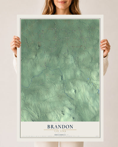 Brandon, New York map print, 24" x 36" Archival Matte Print mockup