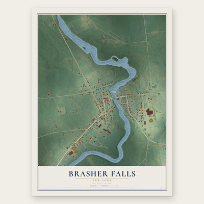 Brasher Falls, New York map print, the full design