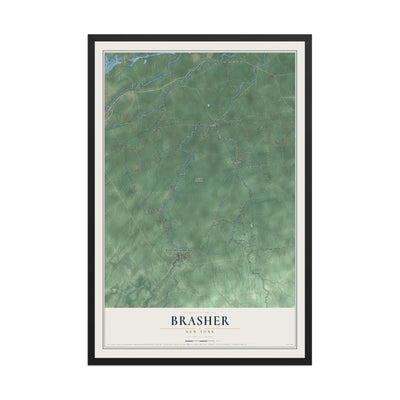 Brasher, New York map print, 12" x 18" W/ Black Ayous Wood Frame mockup