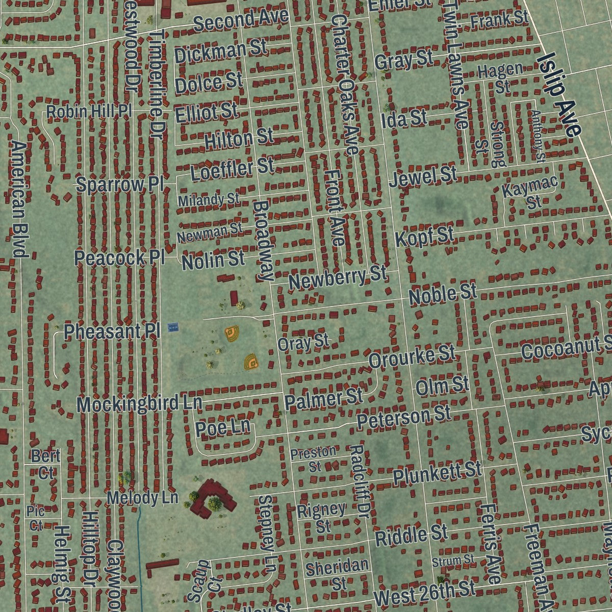 Close-up 2 of the Brentwood, New York map artwork