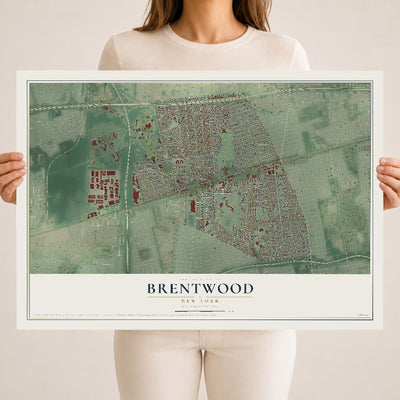 Brentwood, New York map print, 18" x 24" Archival Matte Print mockup