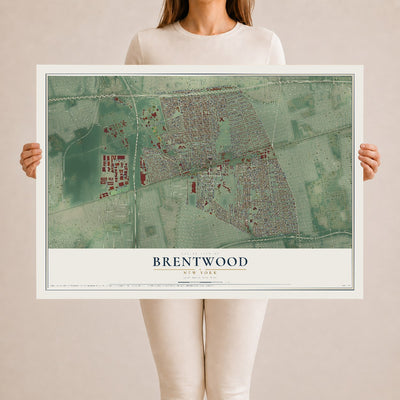 Brentwood, New York map print, 24" x 36" Archival Matte Print mockup