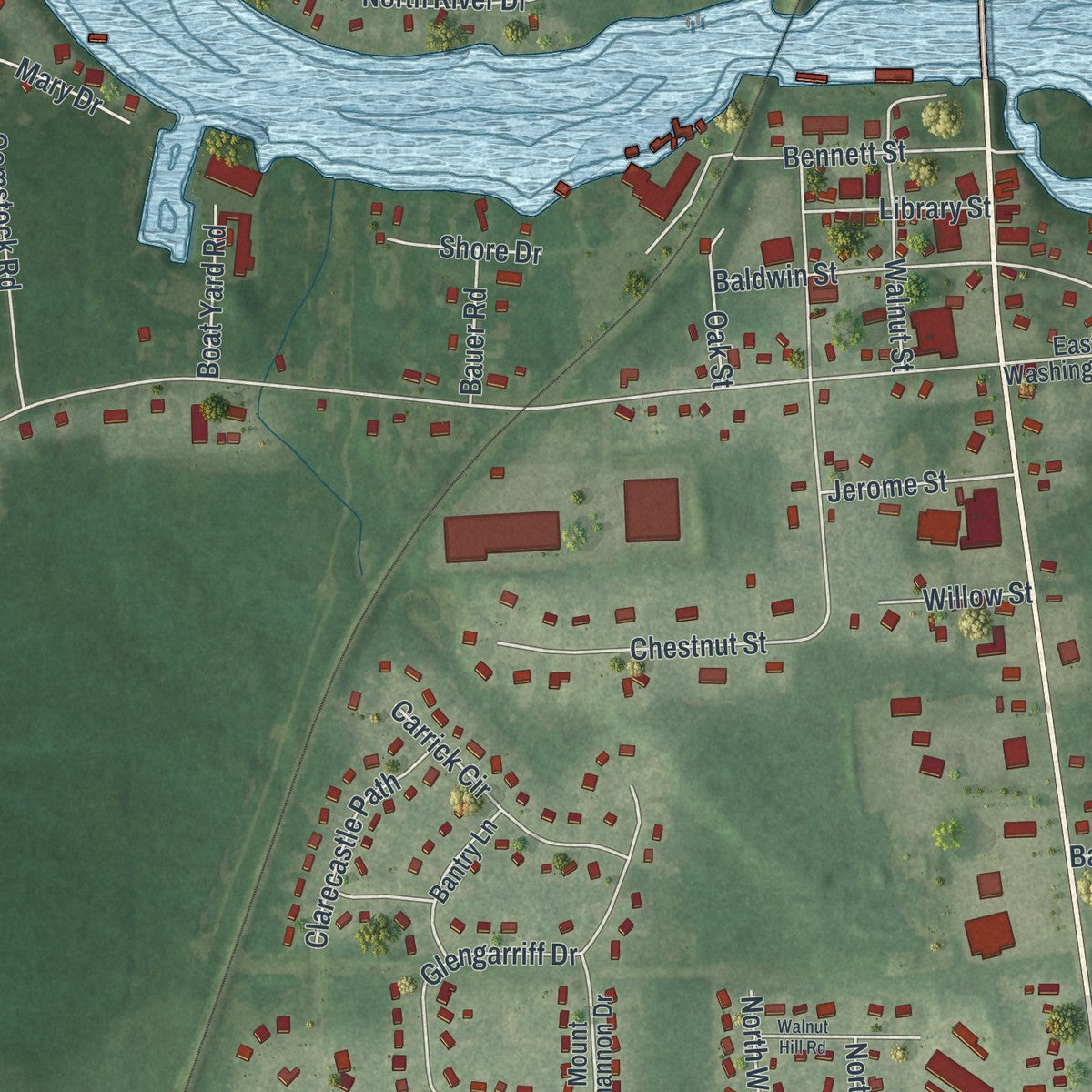 Close-up 2 of the Brewerton, New York map artwork