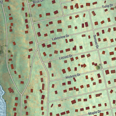 Close-up of the map of Brewster Hill, New York print showing street and building detail