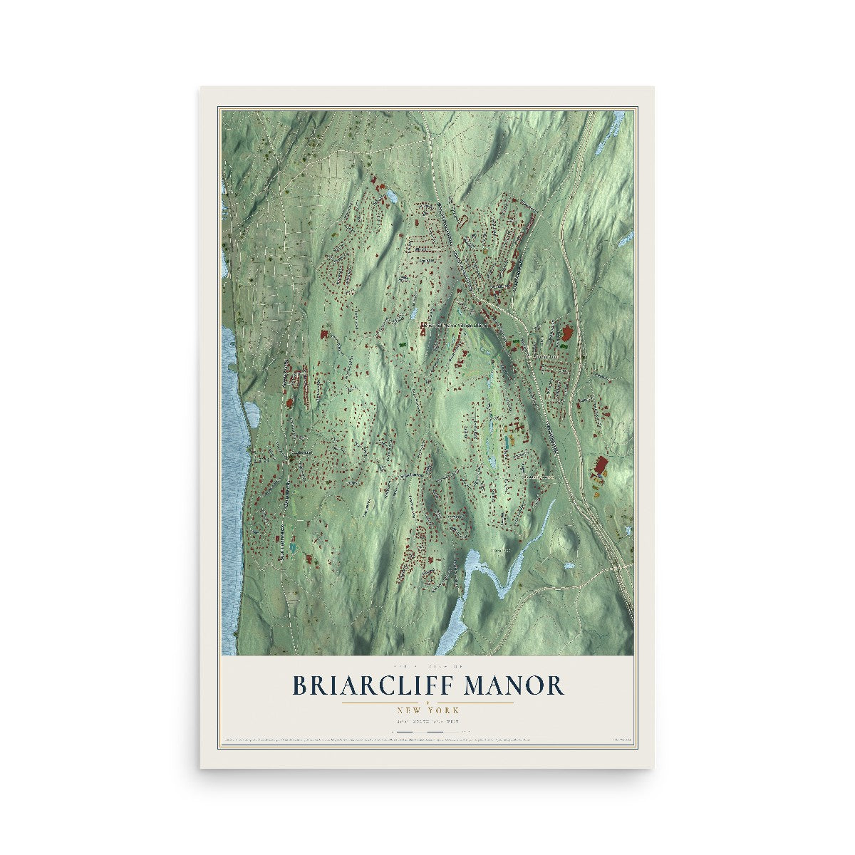 Briarcliff Manor, New York map print, 12" x 18" Archival Matte Print mockup