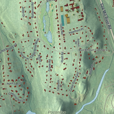 Close-up 2 of the Briarcliff Manor, New York map artwork