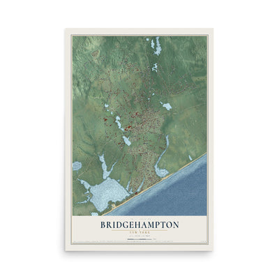 Bridgehampton, New York map print, 12" x 18" Archival Matte Print mockup