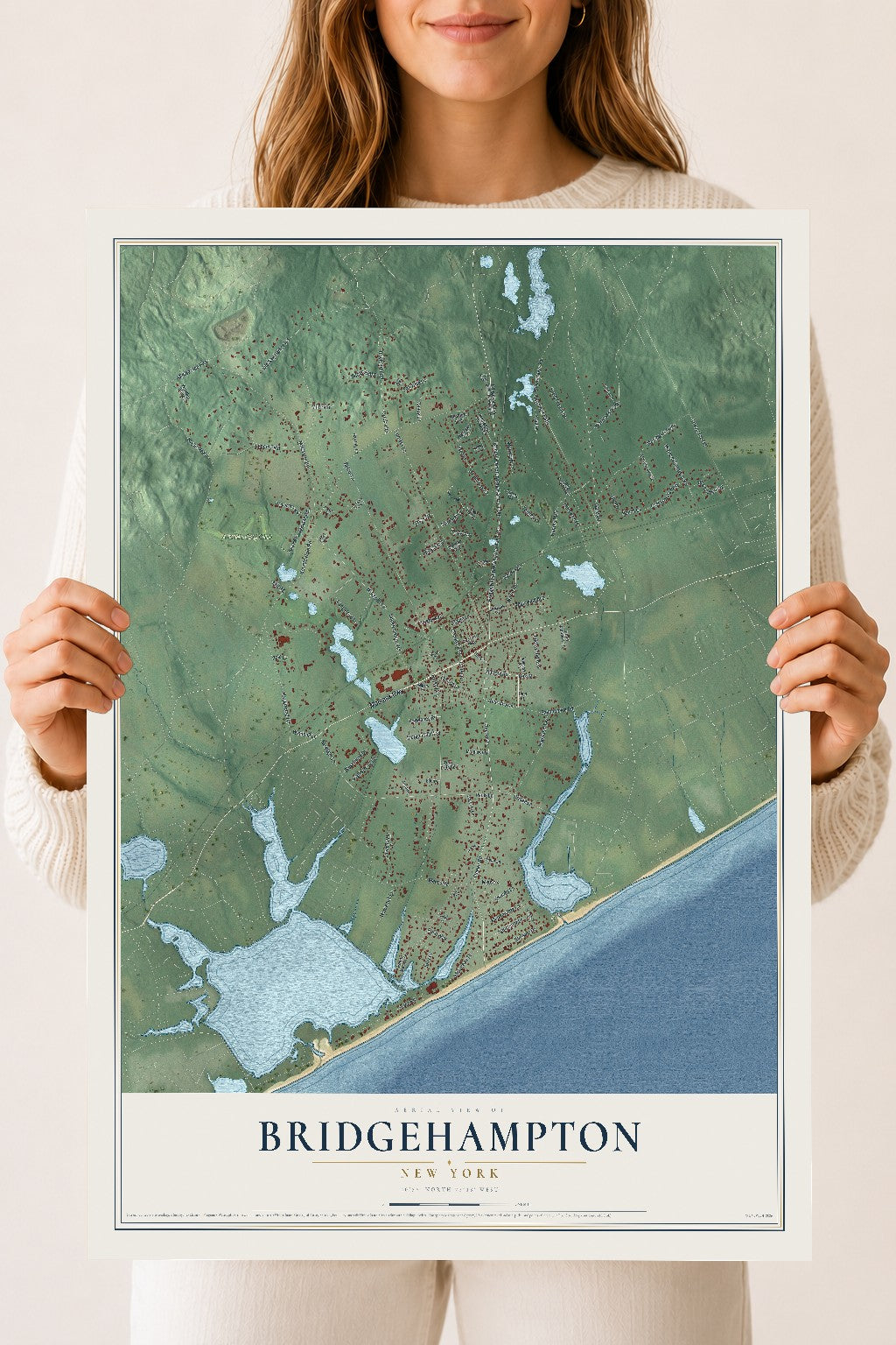 Bridgehampton, New York map print, 18" x 24" Archival Matte Print mockup