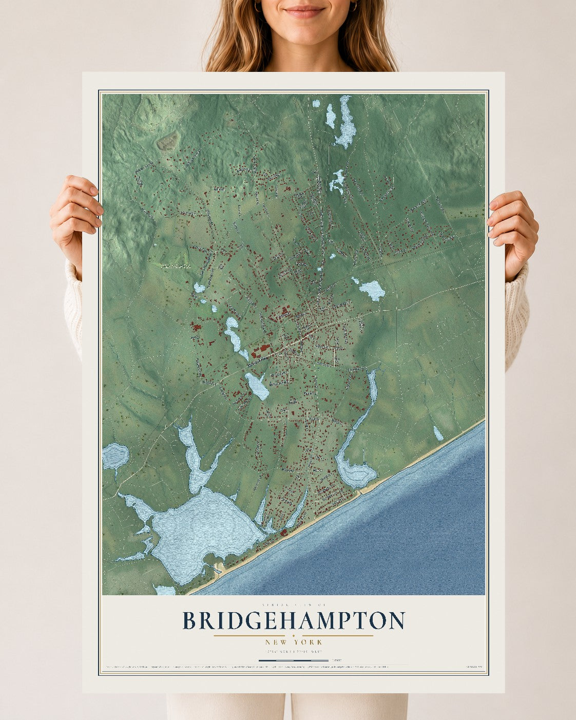 Bridgehampton, New York map print, 24" x 36" Archival Matte Print mockup