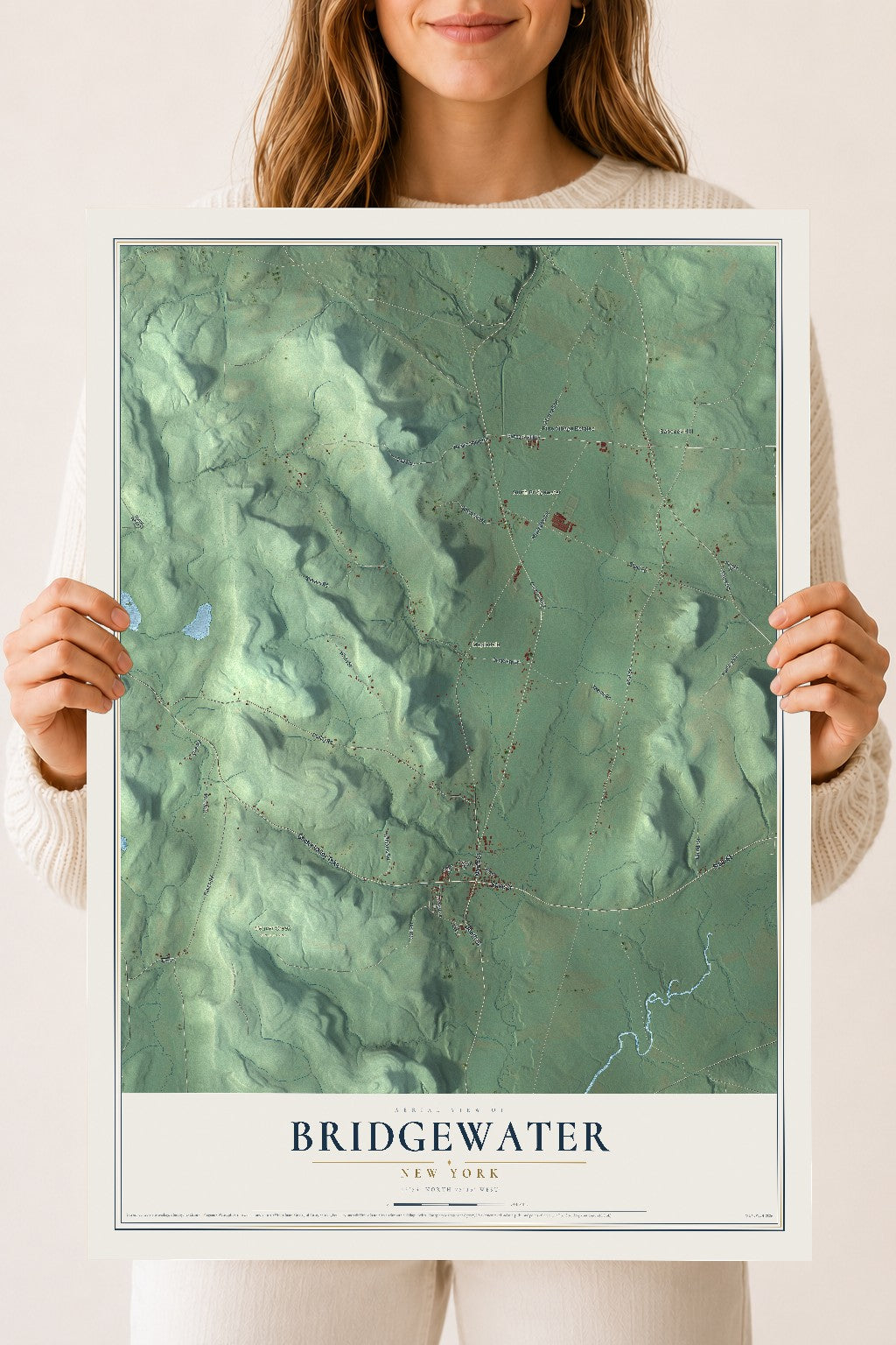 Bridgewater, New York map print, 18" x 24" Archival Matte Print mockup