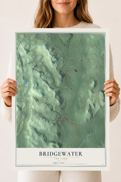Bridgewater, New York map print, 18" x 24" Archival Matte Print mockup