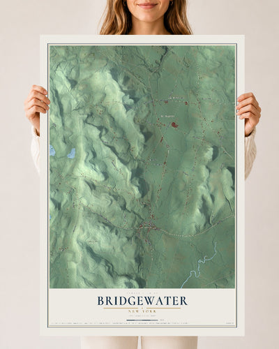 Bridgewater, New York map print, 24" x 36" Archival Matte Print mockup