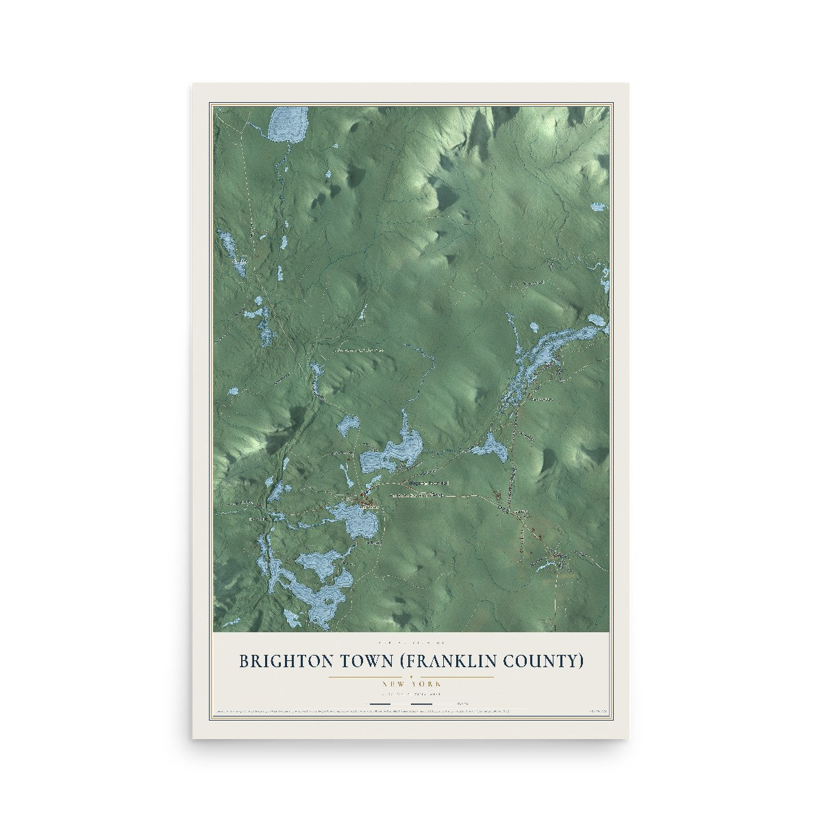 Brighton Town (Franklin County), New York map print, 12" x 18" Archival Matte Print mockup