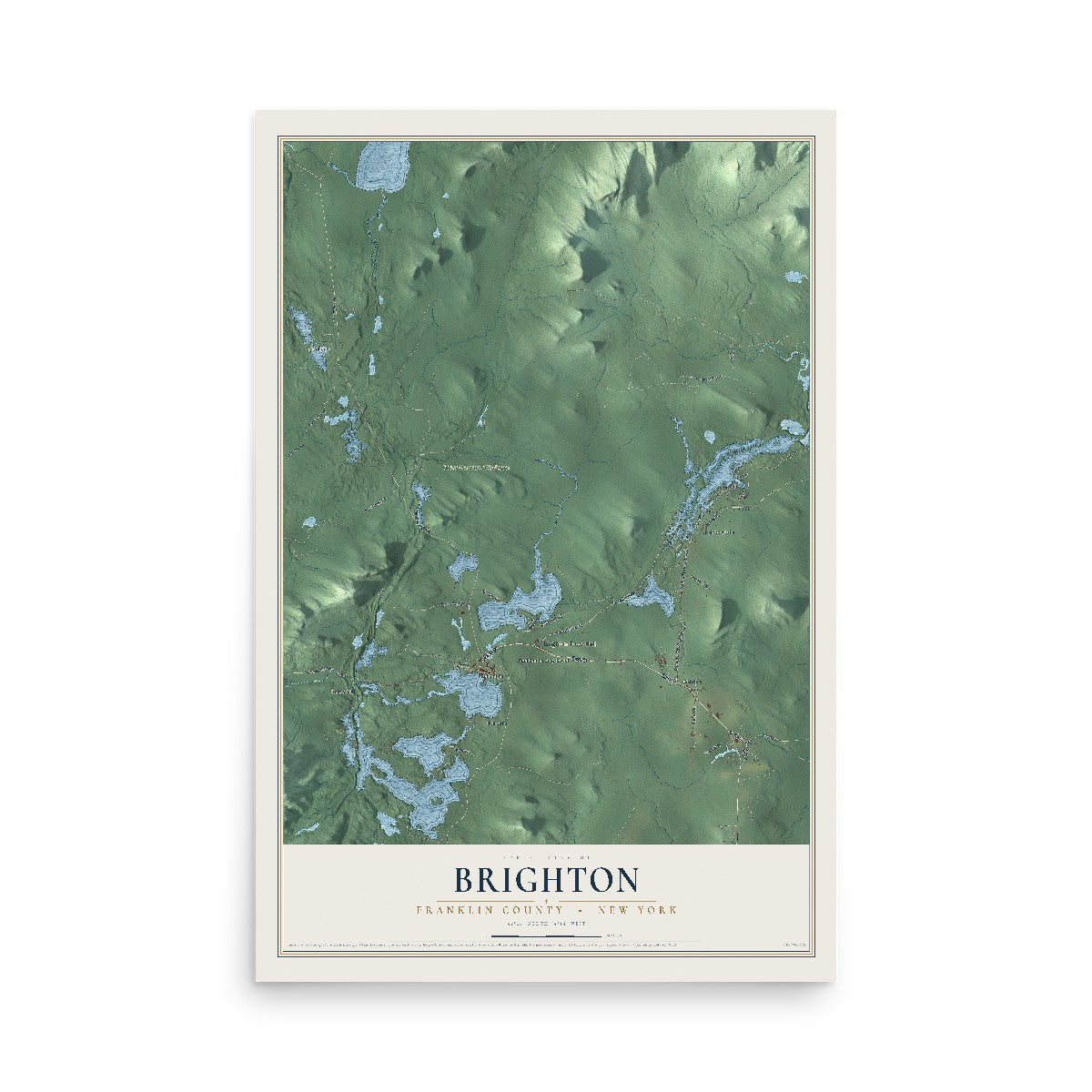 Map of Brighton, Franklin County, New York, 12 x 18 inch unframed archival matte print