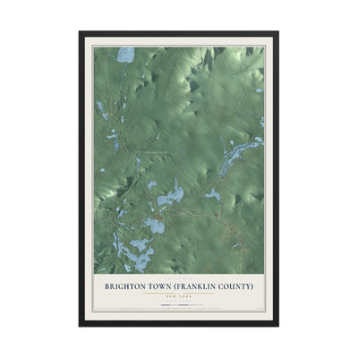 Brighton Town (Franklin County), New York map print, 12" x 18" W/ Black Ayous Wood Frame mockup