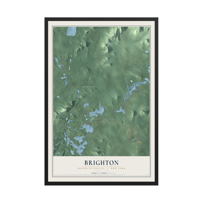 Map of Brighton, Franklin County, New York, 12 x 18 inch print in a black wood frame