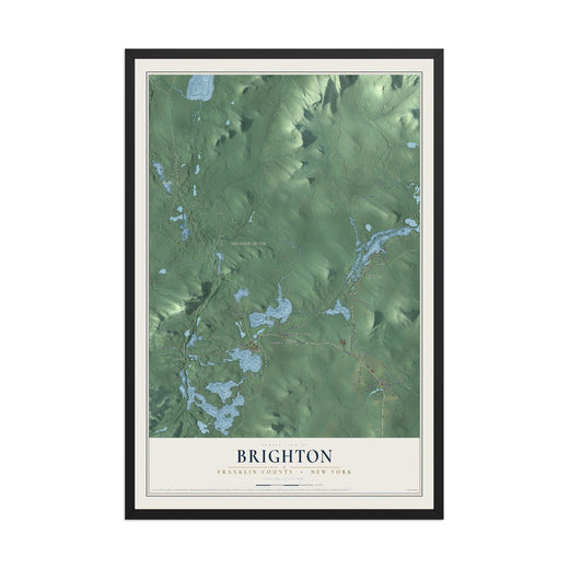 Map of Brighton, Franklin County, New York, 12 x 18 inch print in a black wood frame